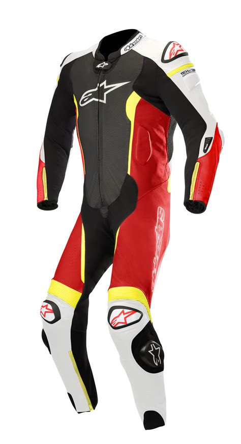 Alpinestars Missile Black/White/Fluro Red/Fluro Yellow Leather Racing Suit | Road Gear | Race Suits