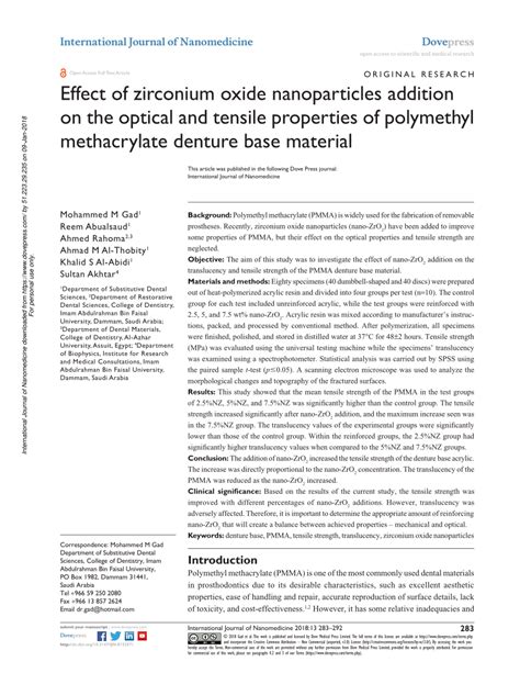 (PDF) Effect of zirconium oxide nanoparticles addition on the optical ...