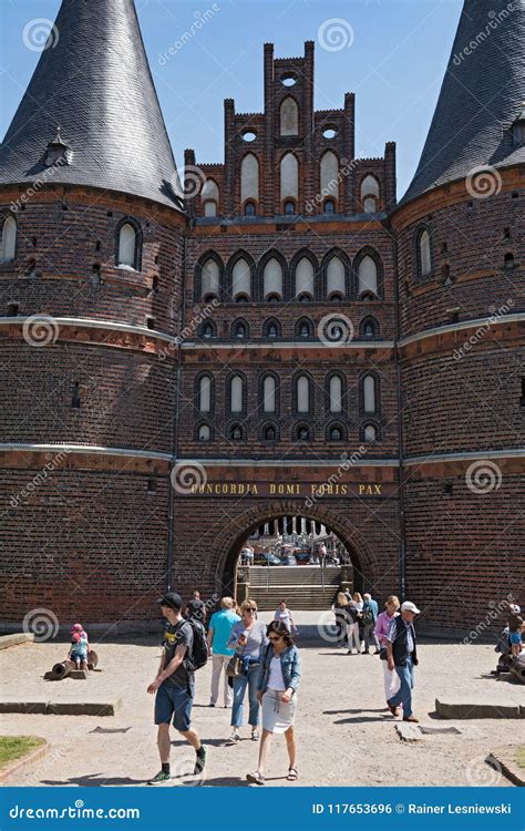 The Holsten Gate or Holstentor in Luebeck Old Town, Germany, Schleswig ...