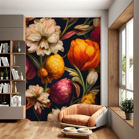 Buy Romantic Flowers Wallpaper Online | Happywall