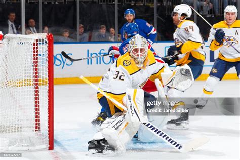 Kevin Lankinen of the Nashville Predators tends the net against the... News Photo - Getty Images