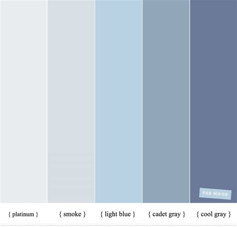 Shades Of Blue Color Scheme : Platinum + Cadet Gray + Cool Gray