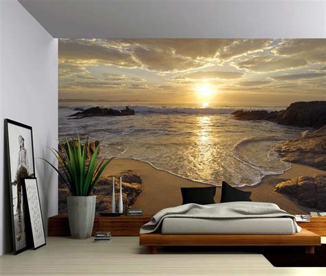 Sunrise Sea Ocean Wave Sunset Beach Large Wall Mural, Self-adhesive ...