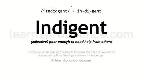 Pronunciation of Indigent | Definition of Indigent - YouTube