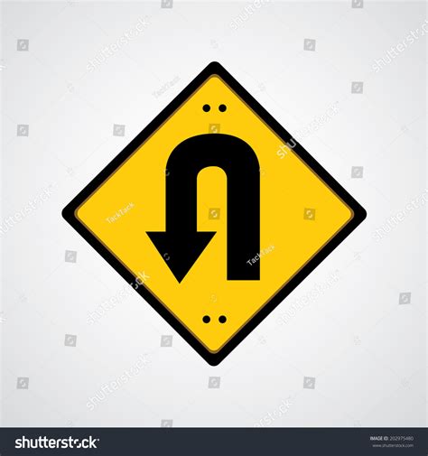 Vector Return Symbol Yellow Road Sign Stock Vector (Royalty Free ...