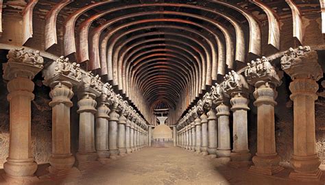 Nave of the Great Chaitya Hall, Karle, Maharashtra, India | Caves in ...