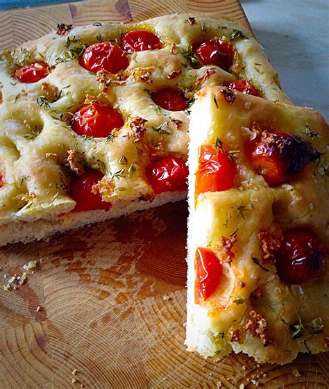 Tomato Thyme Garlic Focaccia Bread - Feasting Is Fun