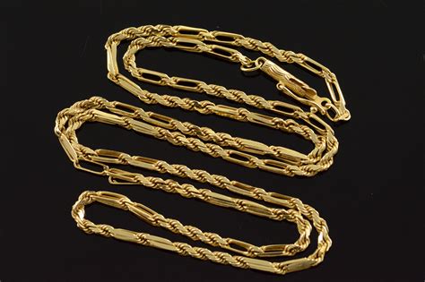 14K Rope Bar Link Chain Yellow Gold Necklace 18.5" | Property Room