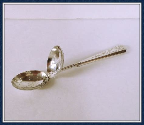 Vintage Tea Infuser Strainer Spoon, Sterling Siver Handle, Flower, Bow, Etched, 1930’s 1950’s ...