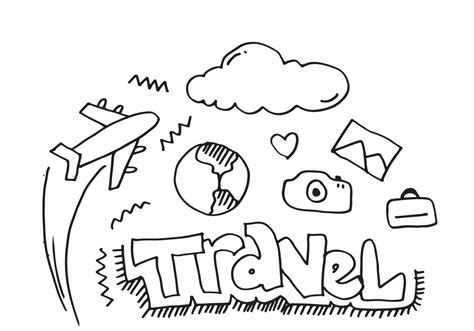 Set of hand drawn travel doodle. Vector illustration.Doodle art world travel collection design ...