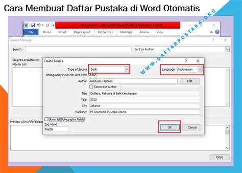 Cara Membuat Daftar Pustaka di Word Otomatis | Daftar Pustaka