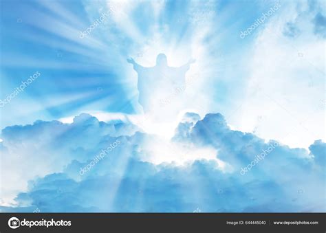 Jesus Christ Clouds Heaven Blue Sky Background Good Friday Concept ...