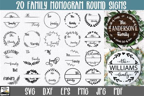 Family Monogram Bundle - 20 Round Sign SVG Files (1367650)