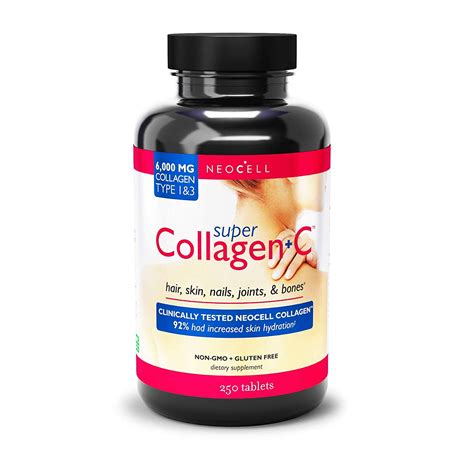 NeoCell Super Collagen + C – 6,000mg Collagen Types 1 & 3 Plus Vitamin C - 250 Tablets ...