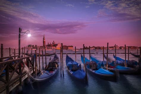 Venice Gondolas At Sunset Photograph by Melanie Viola