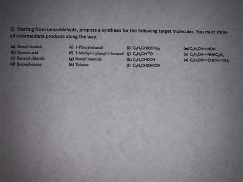 Solved Starting from benzaldehyde, propose a synthesis for | Chegg.com