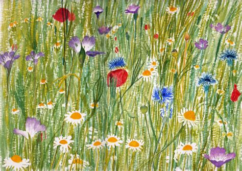 Wild Flowers Watercolor Wall Art, an Original Painting, Flower Meadow ...