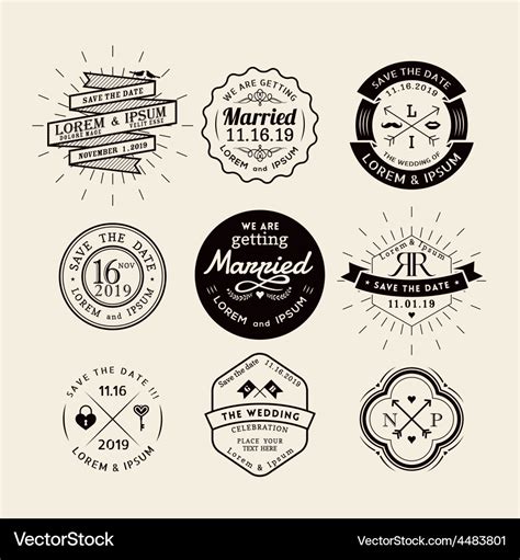 Vintage retro wedding logo frame design element Vector Image