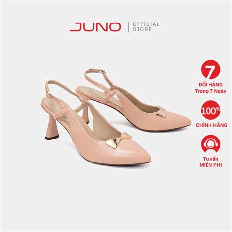 Giày Cao Gót Nữ 7cm Thời Trang JUNO Slingback Gót Thanh Đính Khóa Trang Trí CG07123 - MixASale