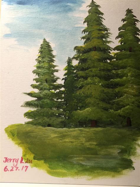 Evergreen Trees Painting