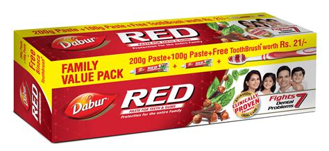 Buy Dabur Red Toothpaste Family Value Pack With Free Toothbrush Online