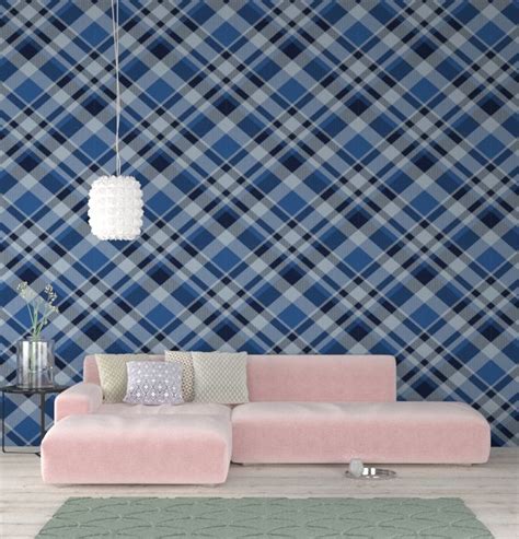 Blue Plaid Wallpaper from Wall Snobs #removablewallpaper #wallpaperideas #wallpaperformen # ...