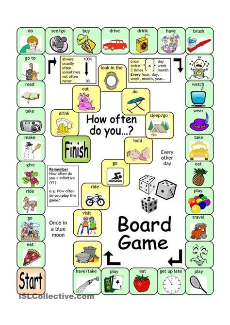 Board Game - How Often? | ESL Teaching | English games, Speaking games ...