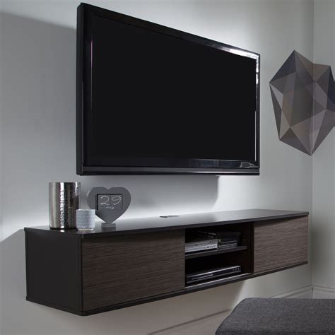 Wall mount tv stand media console center storage shelves floating unit 56 wide | Wall mounted ...