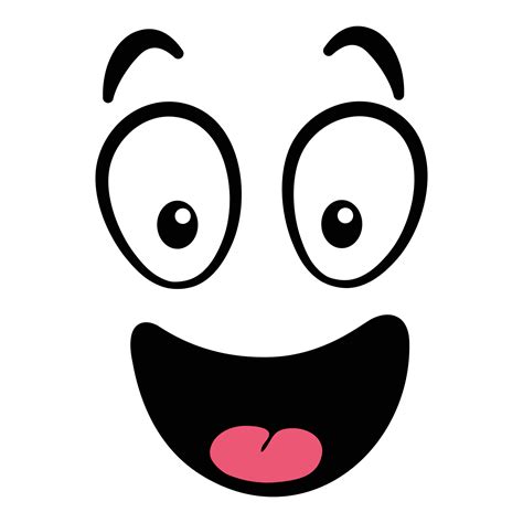 Cartoon face. Expressive eyes and mouth, smiling, crying and surprised character face expression ...