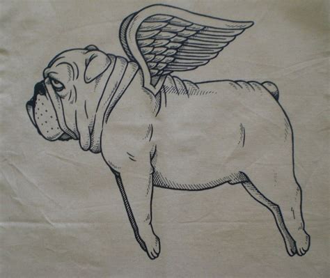 Flying Bulldog Canvas Shopping Tote Bag | Bulldog drawing, English ...