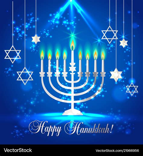 Happy hanukkah shining background with menorah Vector Image