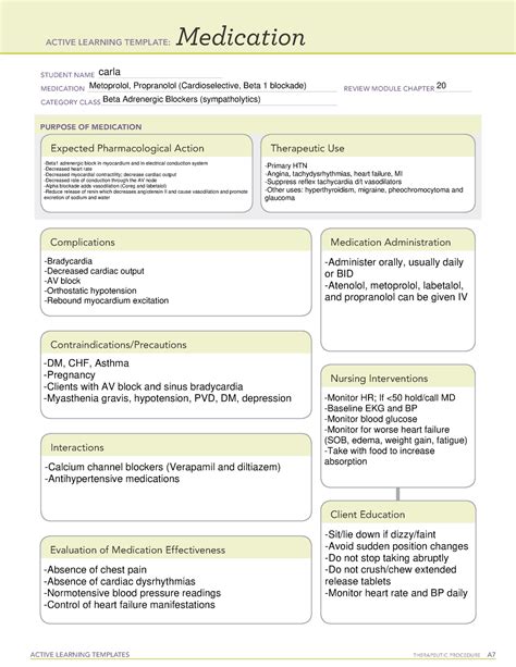 BB Beta Adrenergic Blocker - ACTIVE LEARNING TEMPLATES THERAPEUTIC ...