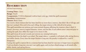 Resurrection 5e (5th Edition) in D&D - Dnd Spells