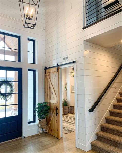 Entryway with White Farmhouse Shiplap Walls - Soul & Lane