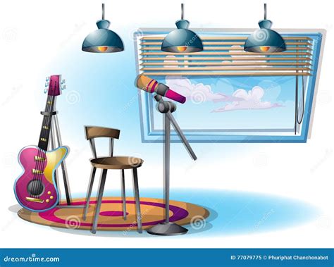 Cartoon Vector Illustration Interior Music Room with Separated Layers Stock Vector ...