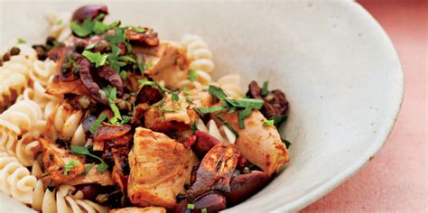 Brown Rice Pasta With Tuna, Olives, Fried Capers Recipe | SELF