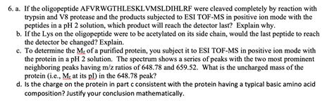 6. a. If the oligopeptide AFVRWGTHLESKLVMSLDIHLRF | Chegg.com