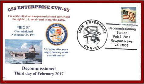 USS Enterprise CVN-65 Decommissioned Feb. 3, 2017 Newport News place of ...