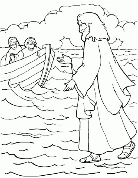 Free Jesus Walking On Water Coloring Page, Download Free Jesus Walking ...