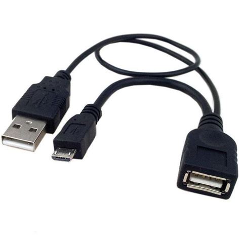 USB 2.0 Cable OTG A F Micro USB M with USB 30cm Black - USB Cables and ...