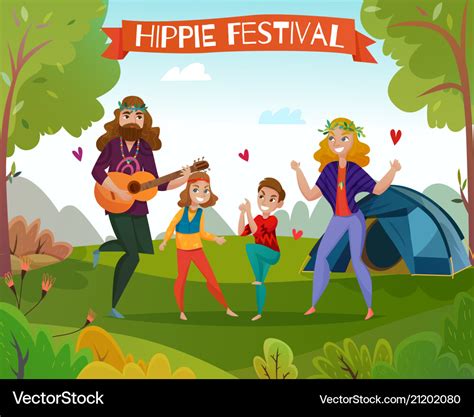 Hippie festival cartoon Royalty Free Vector Image