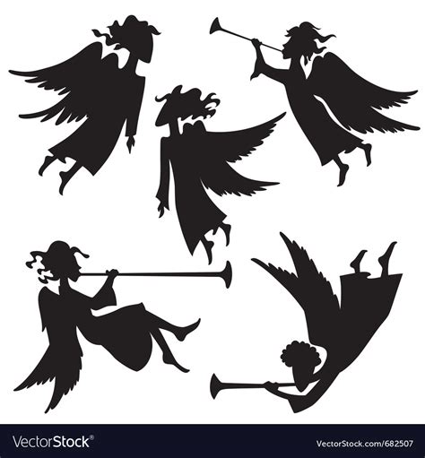 Christmas angel silhouettes Royalty Free Vector Image