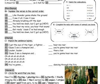 Song Worksheet: Roar by Katy Perry