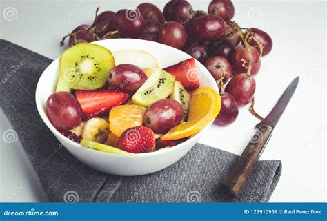 Tropical Fruit Salad on White Background Stock Image - Image of closeup ...