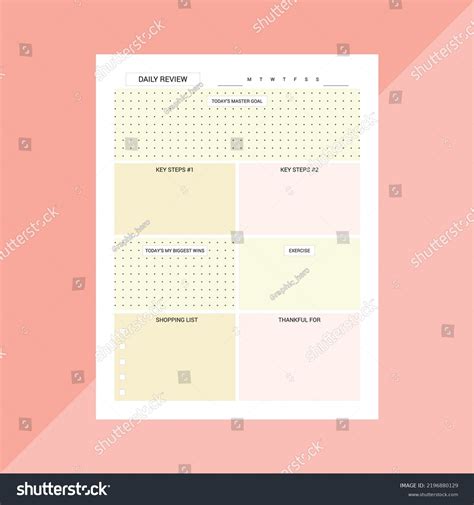 Daily Review Journal Template Printable Stock Vector (Royalty Free) 2196880129 | Shutterstock