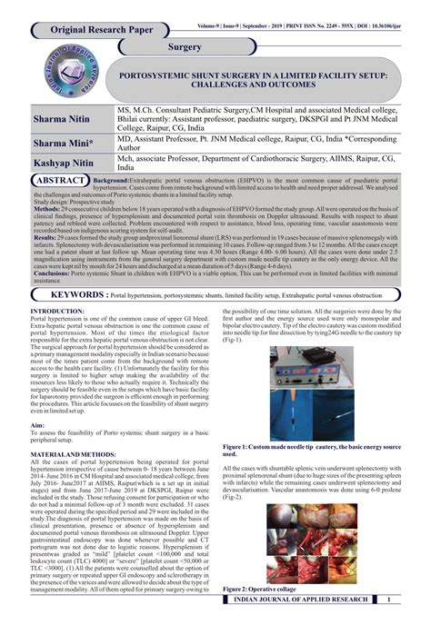 (PDF) PORTOSYSTEMIC SHUNT SURGERY IN A LIMITED FACILITY SETUP ...