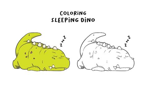 Premium Vector | Coloring page of a sleeping dinosaur.