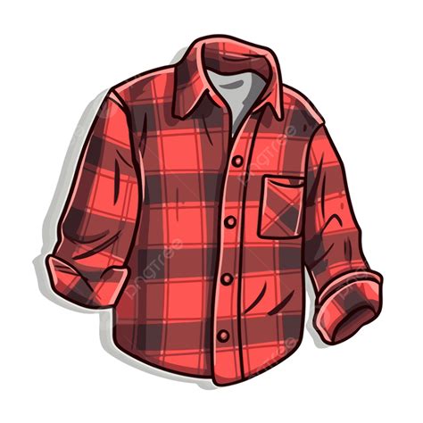 Flannel Shirt Vector, Sticker Clipart Cartoon Illustration Of A Red Flannel Shirt, Sticker ...