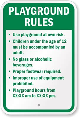 Playground Rules Signs - Parental Supervision Required Signs