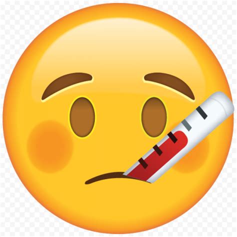 Emoji Feels Sick Fever Face Thermometer Emoticon | Citypng